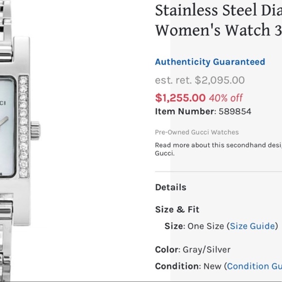 SALE ☄️GUCCI 26 DIAMOND MOP Watch EC - Picture 14 of 14